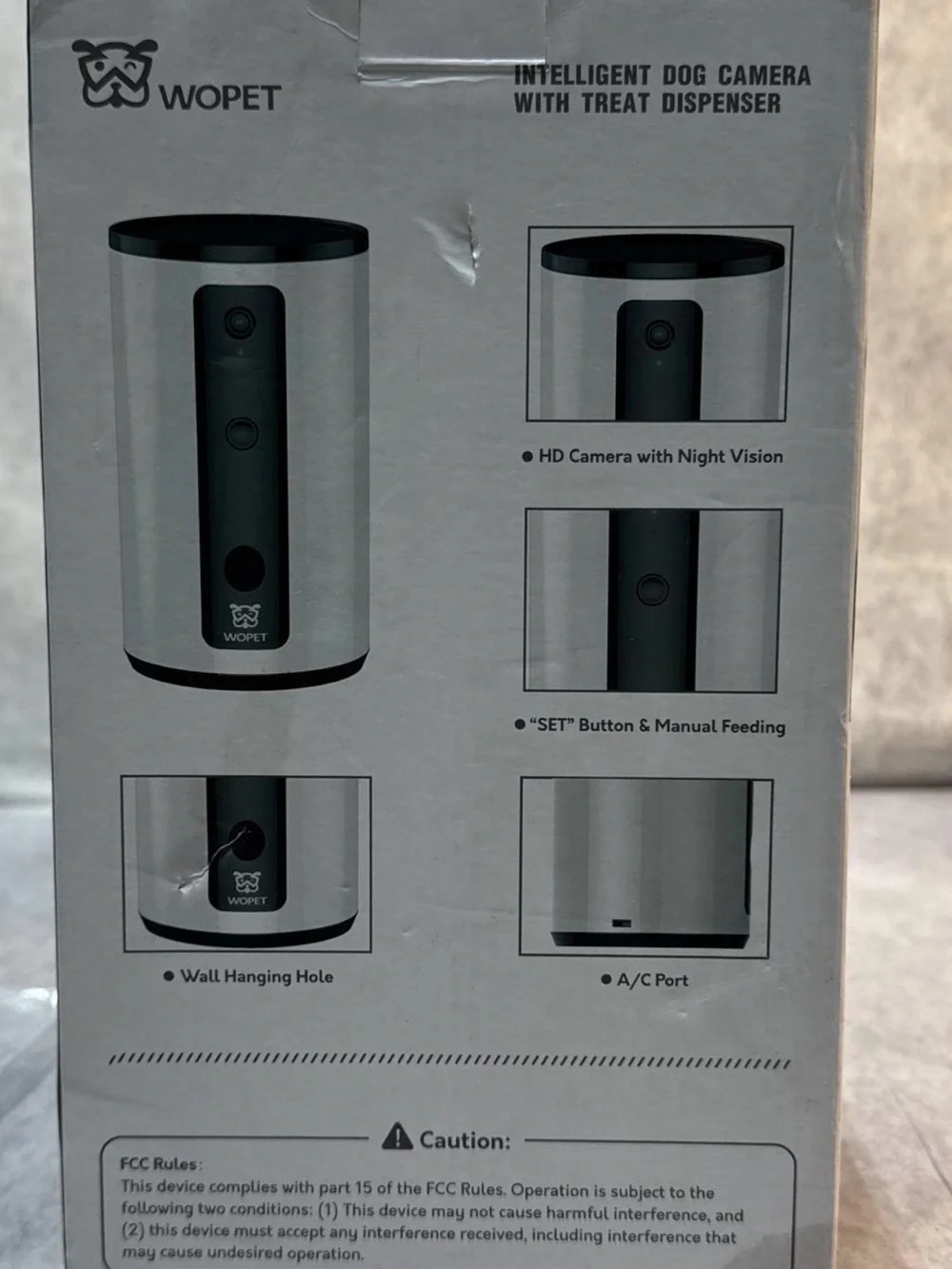 White & Black Intelligent Dog Treat Dispenser with Camera